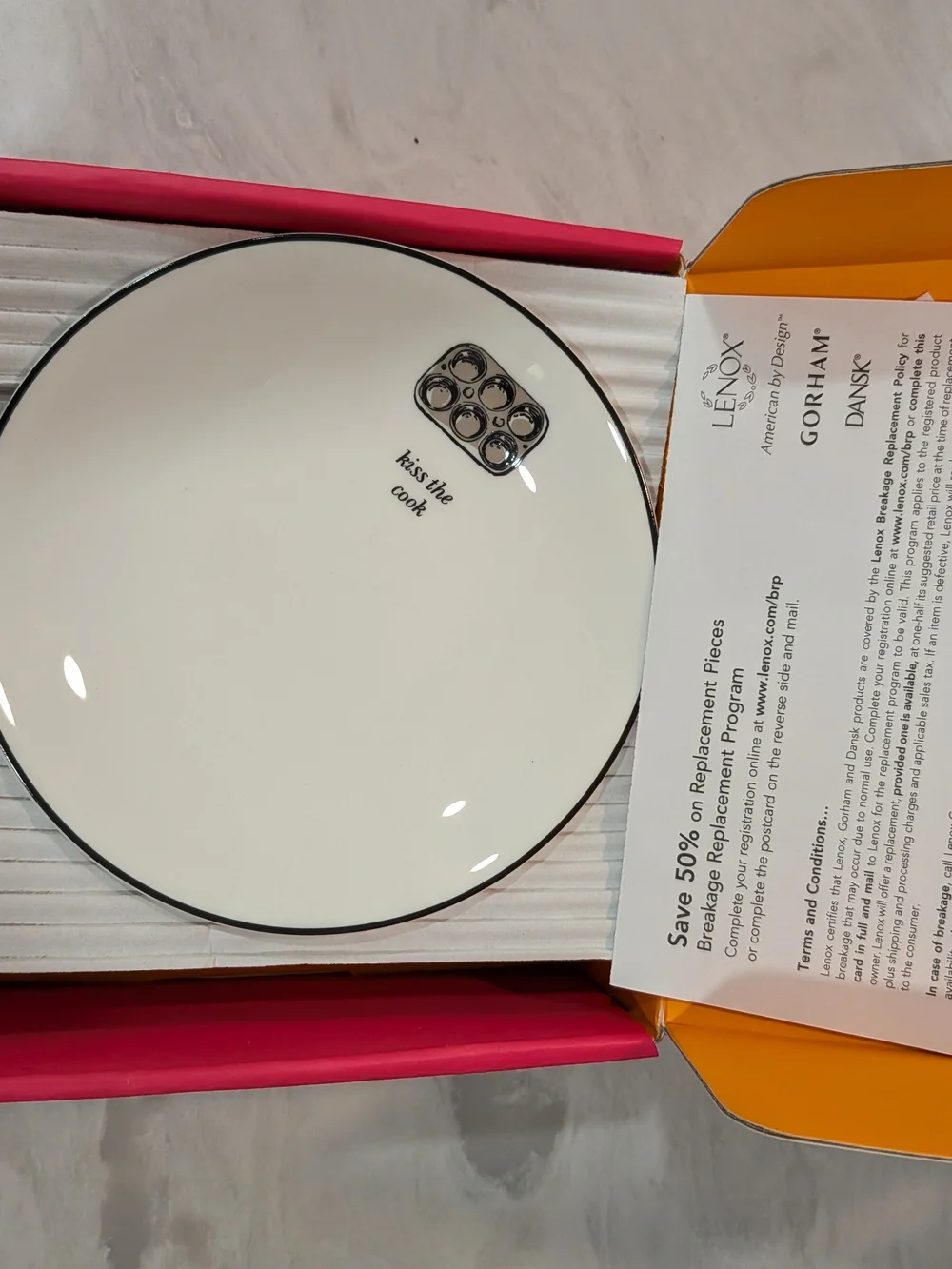 Kate Spade 'Cause A Stir' Set of 4 White Illustrated Plates - Home Dining